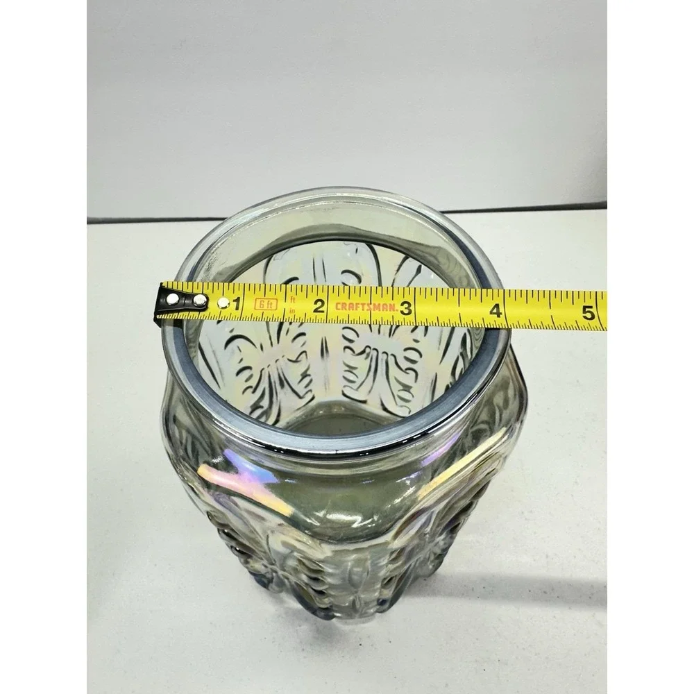 Vintage LE Smith Imperial Atterbury Scroll Canister Jar Iridescent Carnival 9